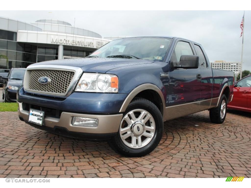 2004 F150 Lariat SuperCab - Medium Wedgewood Blue Metallic / Tan photo #1