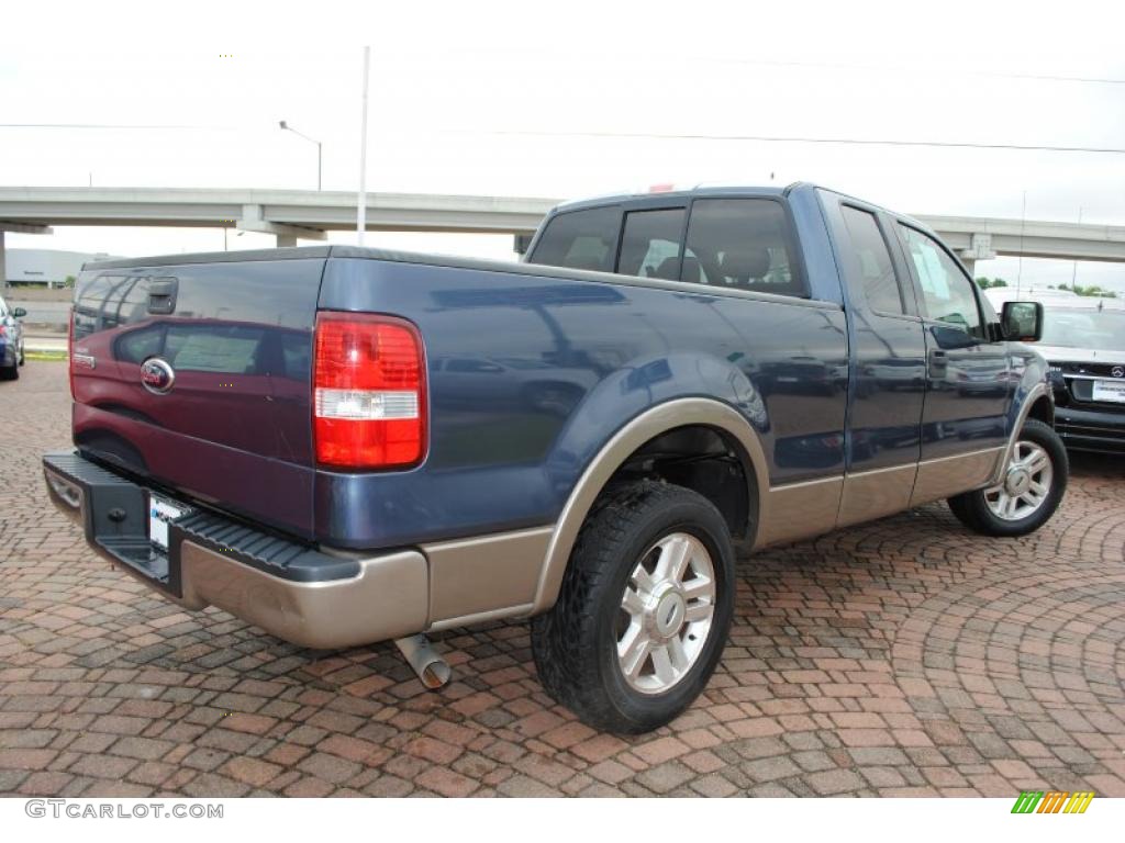 2004 F150 Lariat SuperCab - Medium Wedgewood Blue Metallic / Tan photo #5