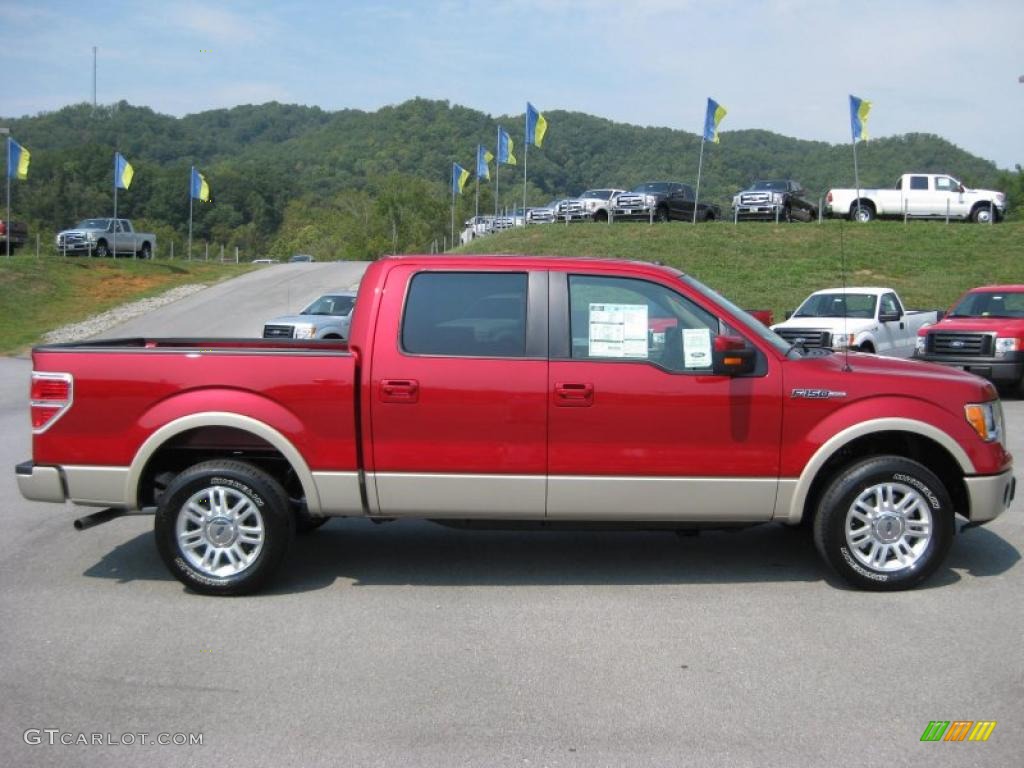 2010 F150 Lariat SuperCrew - Red Candy Metallic / Tan photo #5