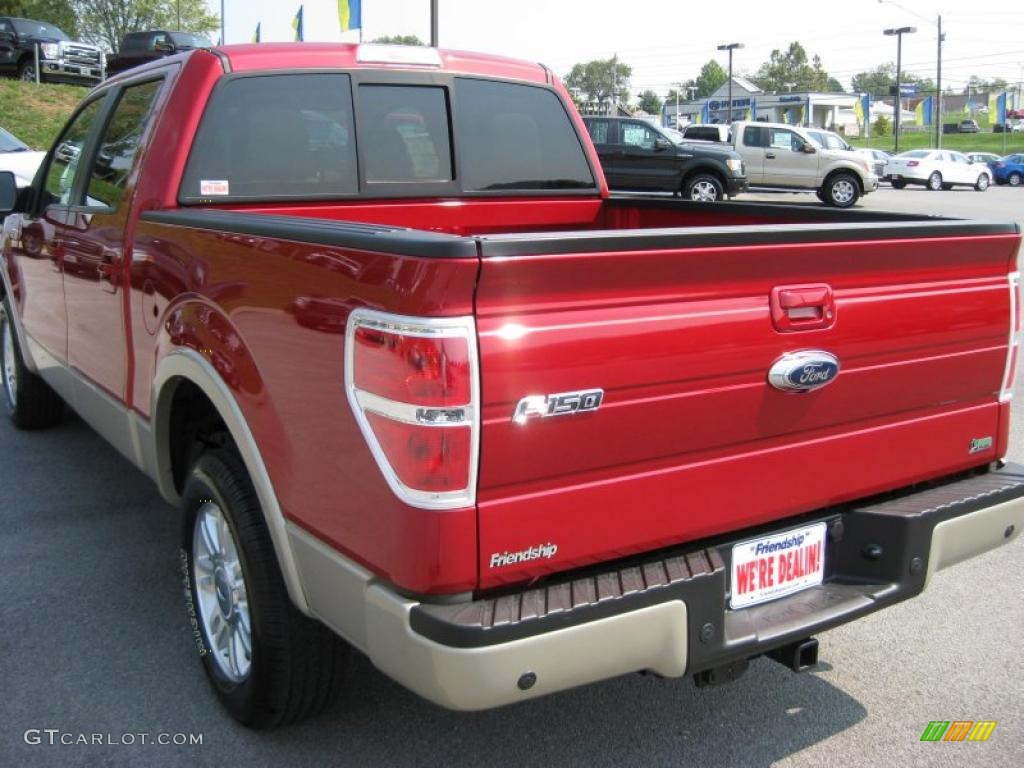 2010 F150 Lariat SuperCrew - Red Candy Metallic / Tan photo #8