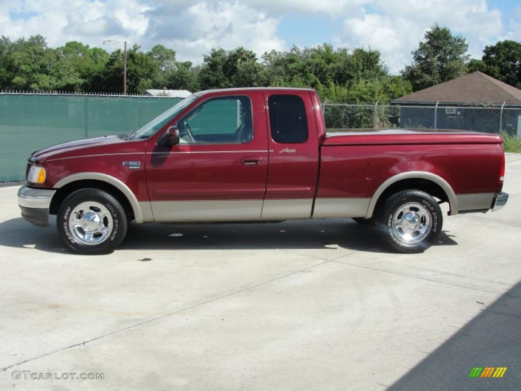 2003 F150 Lariat SuperCab - Toreador Red Metallic / Medium Parchment Beige photo #6