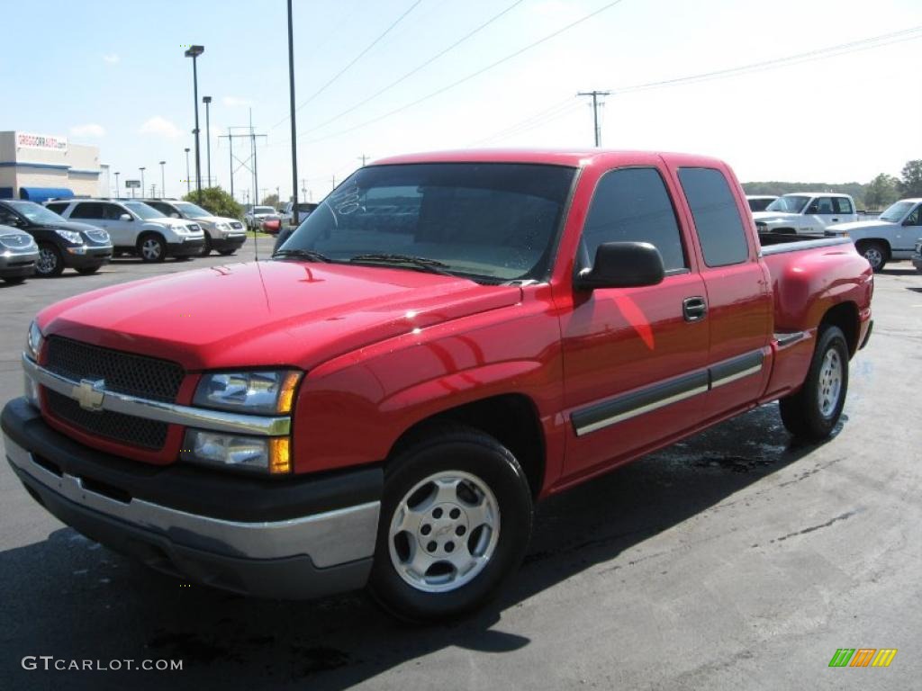 2004 Silverado 1500 LS Extended Cab - Victory Red / Tan photo #1