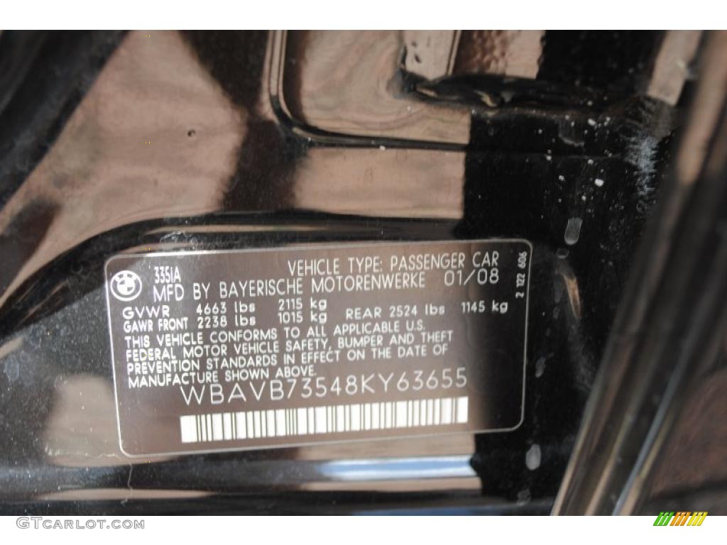 2008 3 Series 335i Sedan - Jet Black / Beige photo #13