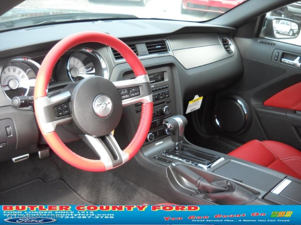 2011 Mustang GT Premium Coupe - Ebony Black / Brick Red/Cashmere photo #8