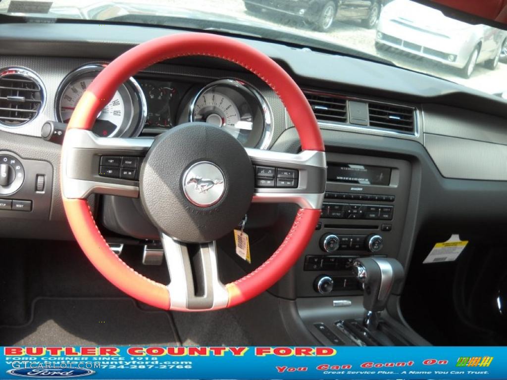 2011 Mustang GT Premium Coupe - Ebony Black / Brick Red/Cashmere photo #11