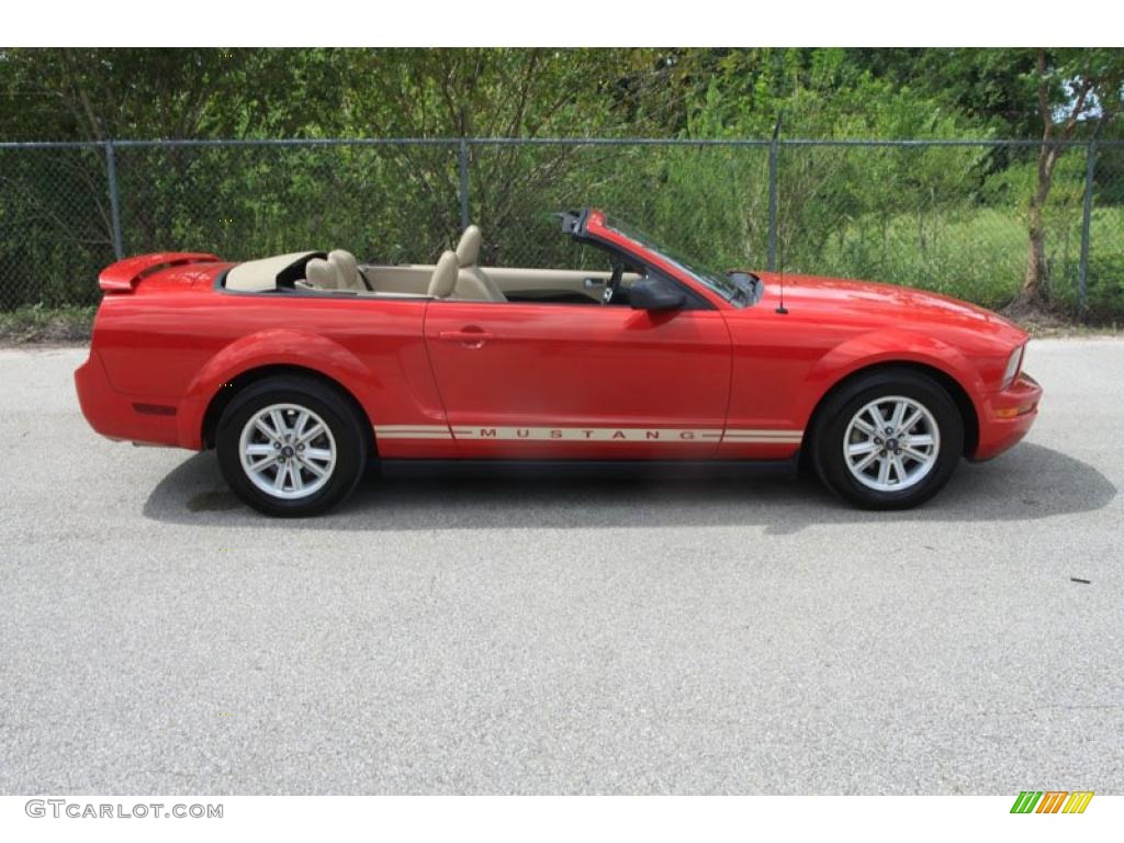 2006 Mustang V6 Premium Convertible - Torch Red / Light Parchment photo #2