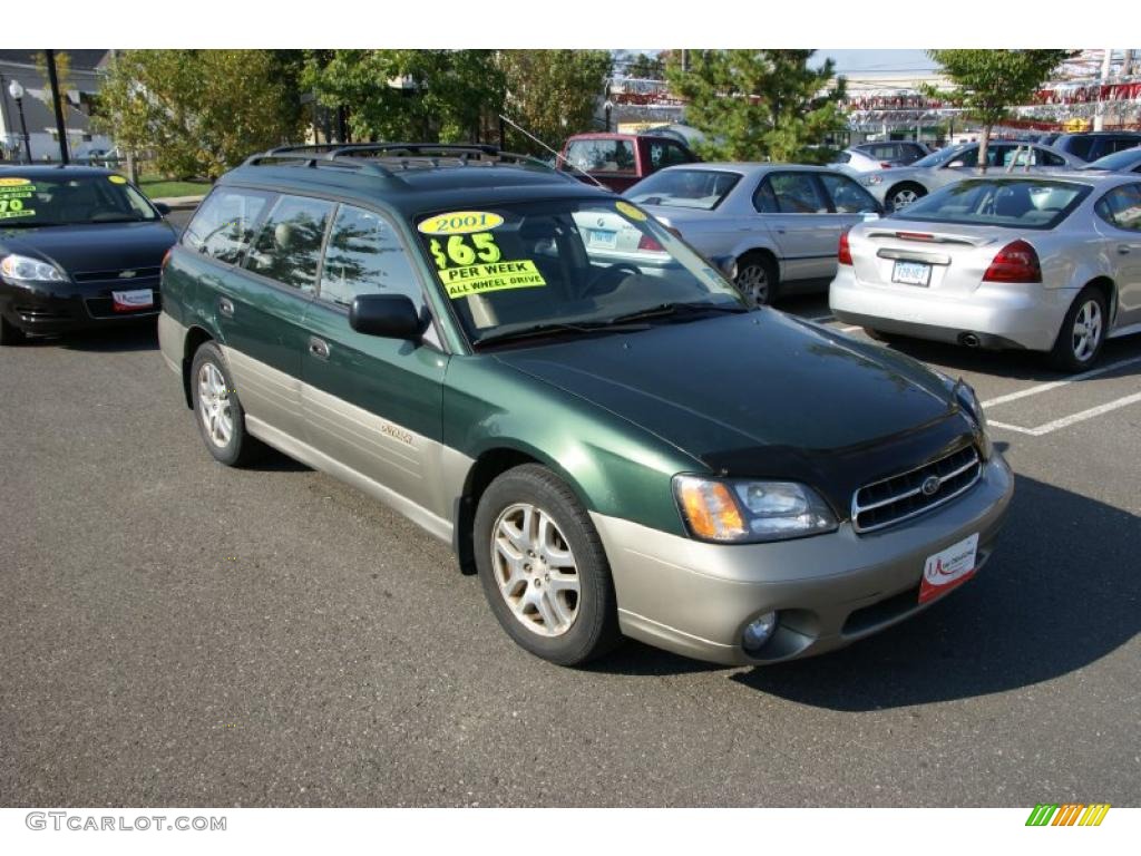 2001 Outback Limited Wagon - Timberline Green Metallic / Beige photo #3