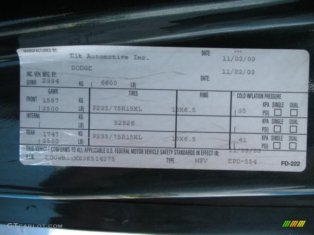 2003 Ram Van 1500 Passenger Conversion - Dark Spruce Metallic / Dark Slate Gray photo #34