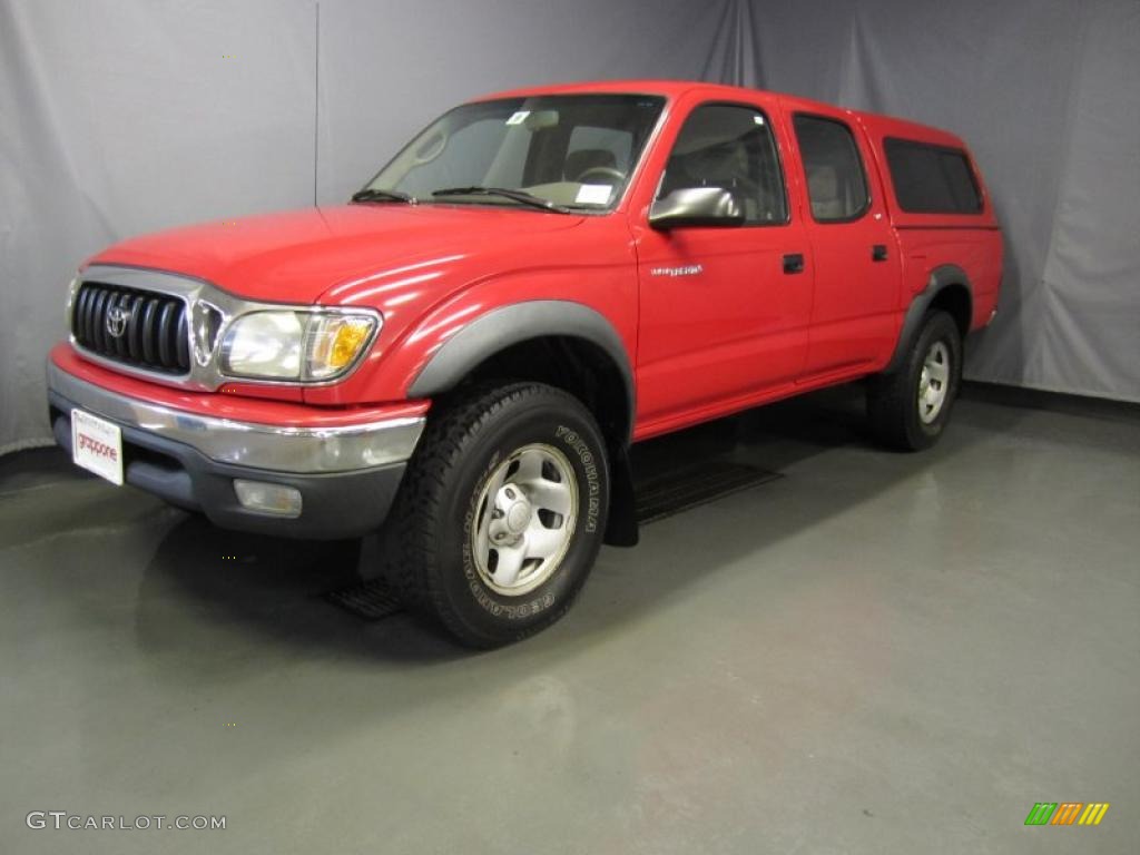 2002 Tacoma V6 Double Cab 4x4 - Radiant Red / Oak photo #1