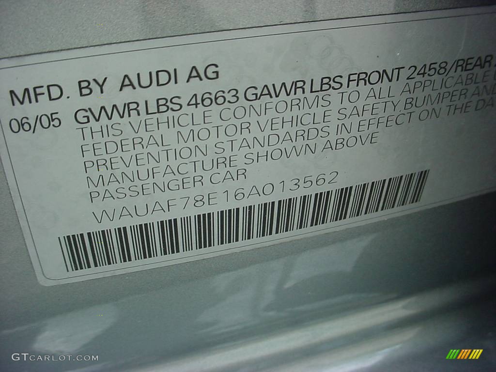 2006 A4 2.0T Sedan - Quartz Gray Metallic / Platinum photo #17