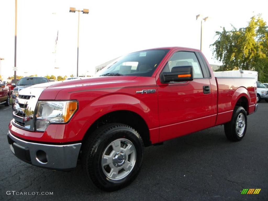 2010 F150 XLT Regular Cab - Vermillion Red / Medium Stone photo #6