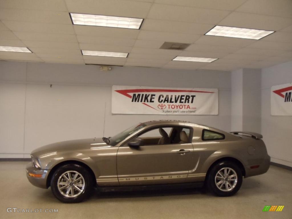 2005 Mustang V6 Deluxe Coupe - Mineral Grey Metallic / Medium Parchment photo #3