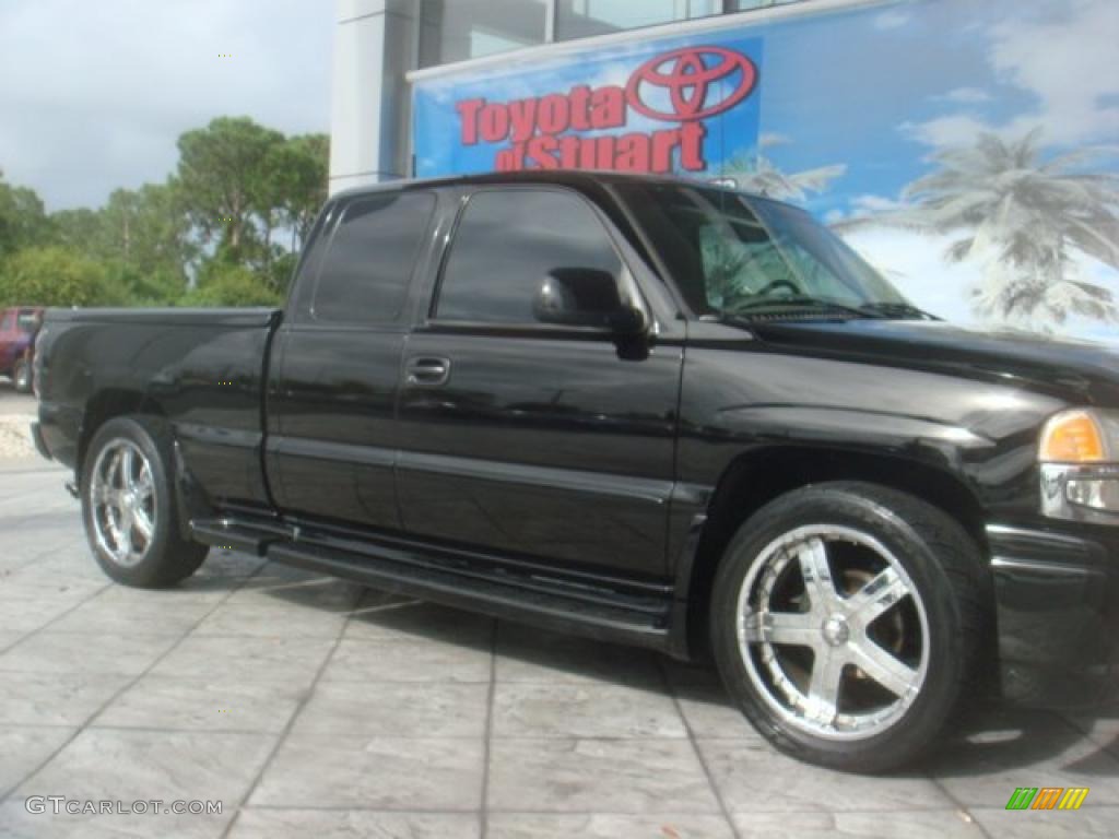 2001 Sierra 1500 C3 Extended Cab 4WD - Onyx Black / Gray Two Tone photo #2