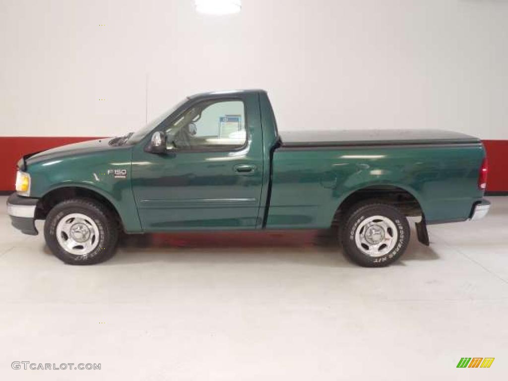 2000 F150 XL Regular Cab - Amazon Green Metallic / Medium Parchment photo #7