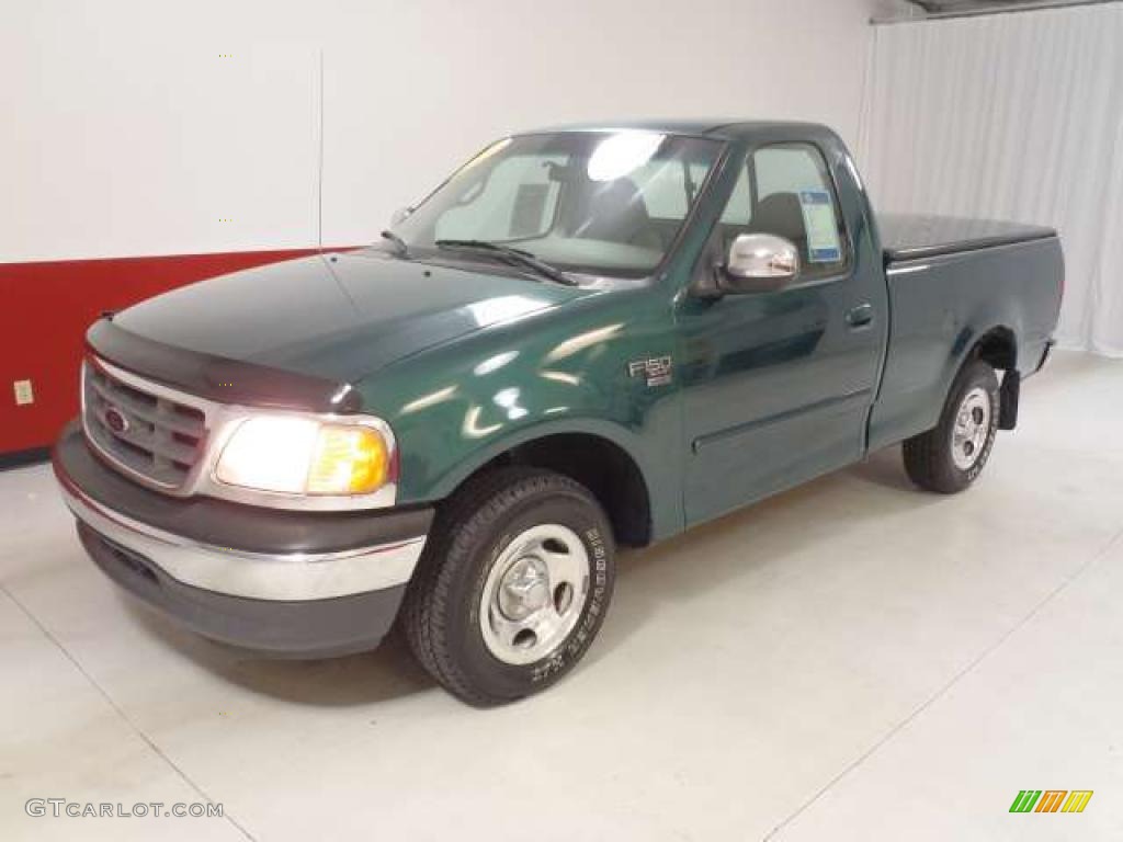 2000 F150 XL Regular Cab - Amazon Green Metallic / Medium Parchment photo #8