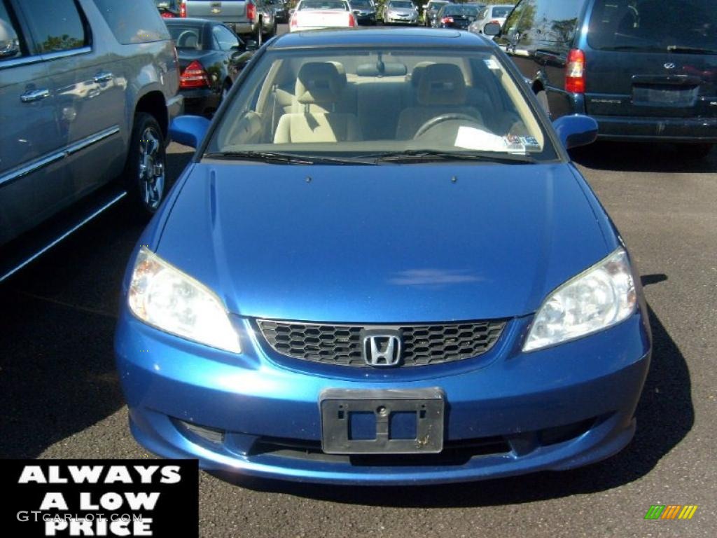 2004 Civic EX Coupe - Vivid Blue Pearl / Ivory Beige photo #2