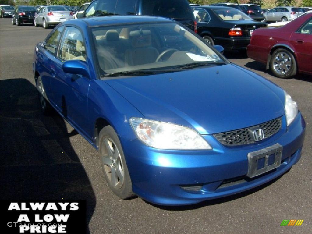 2004 Civic EX Coupe - Vivid Blue Pearl / Ivory Beige photo #3
