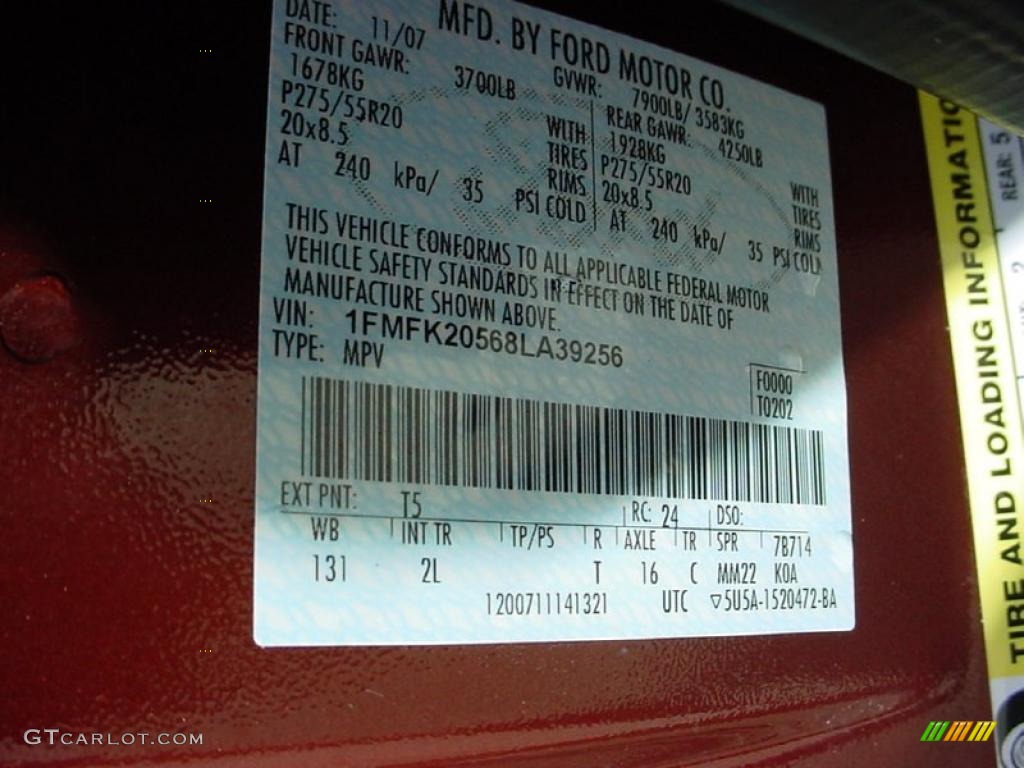 2008 Expedition Color Code T5 for Dark Copper Metallic Photo #37151184