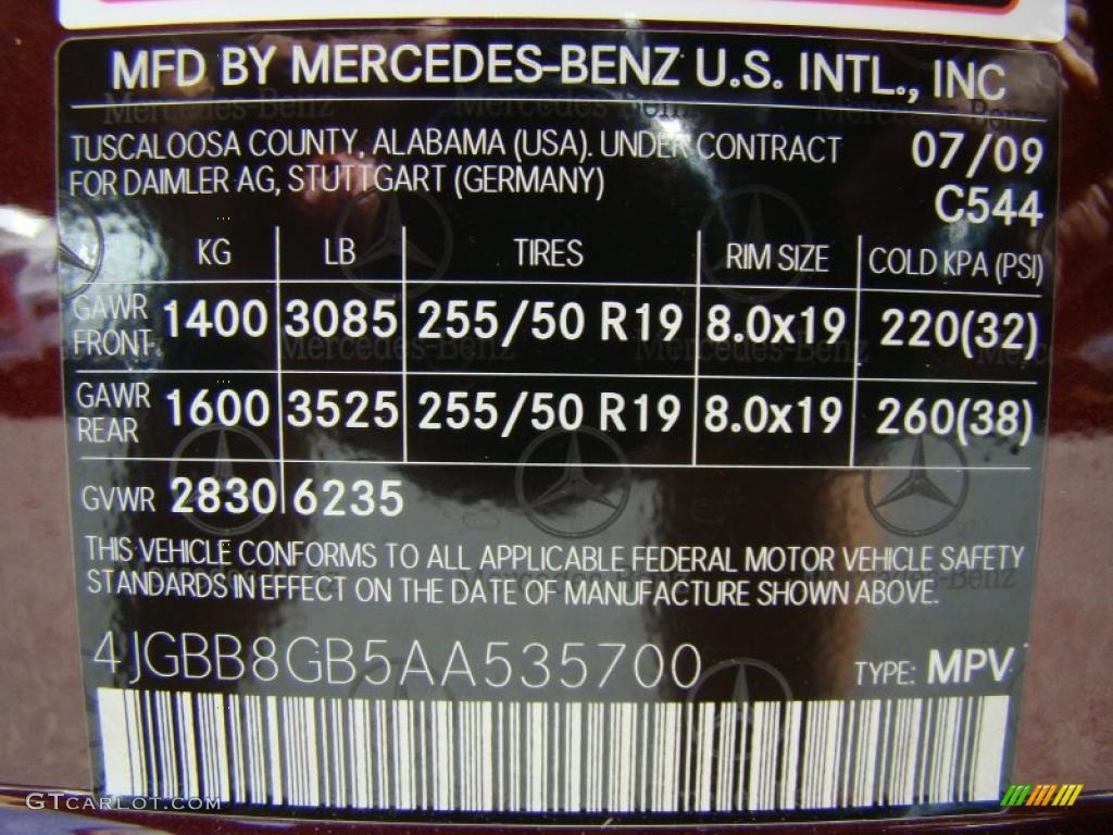 2010 ML Color Code 544 for Barolo Red Metallic Photo #37157128