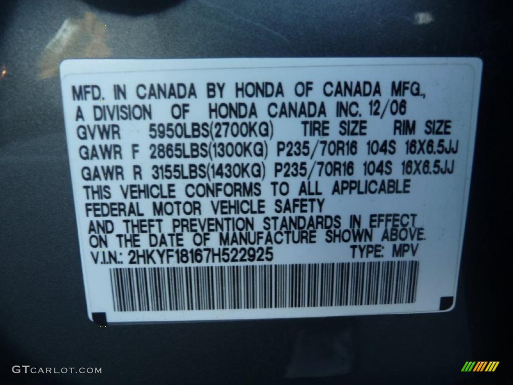 2007 Pilot LX 4WD - Nimbus Gray Metallic / Gray photo #24