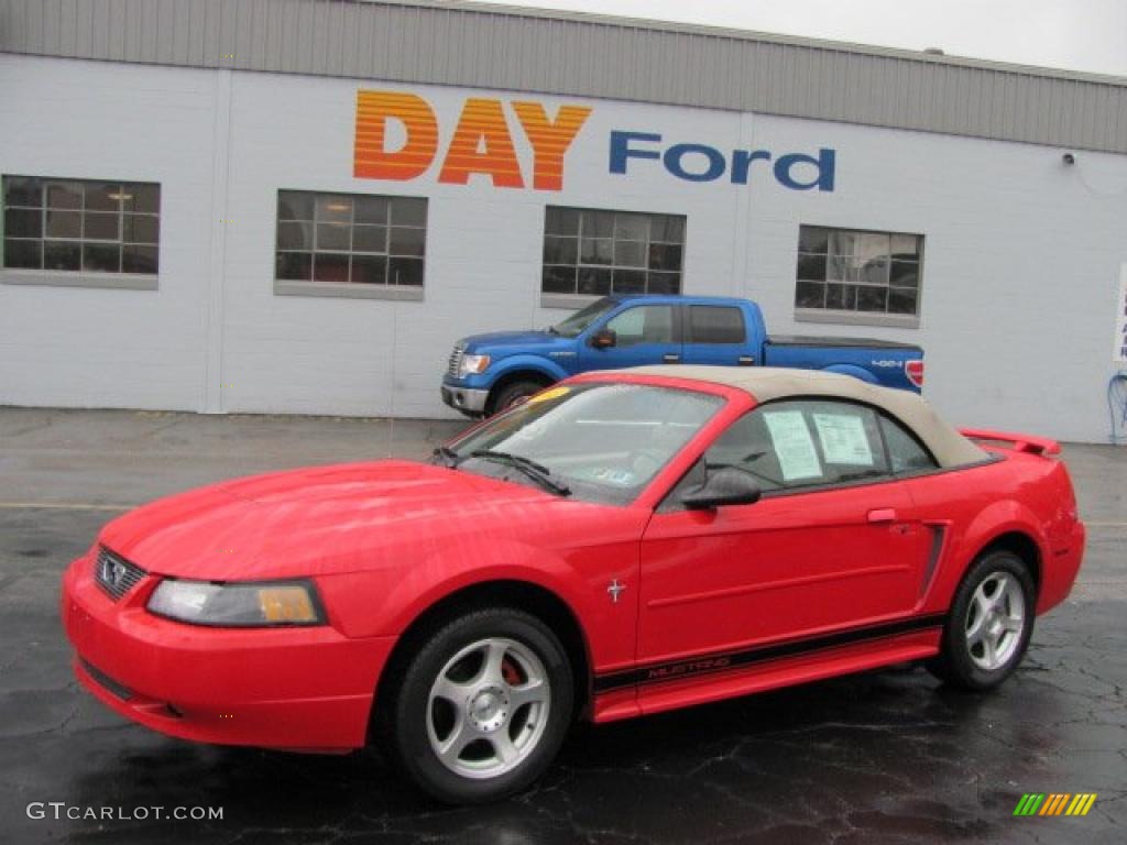 2003 Mustang V6 Convertible - Torch Red / Medium Parchment photo #1