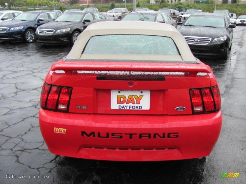 2003 Mustang V6 Convertible - Torch Red / Medium Parchment photo #6