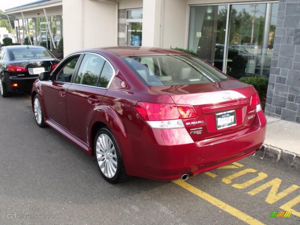 2010 Legacy 2.5 GT Limited Sedan - Ruby Red Pearl / Off Black photo #4