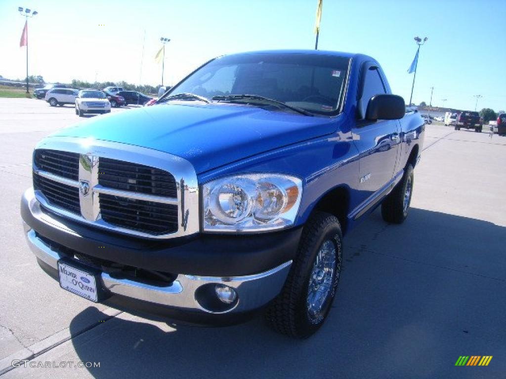 2008 Ram 1500 SXT Regular Cab 4x4 - Electric Blue Pearl / Medium Slate Gray photo #9