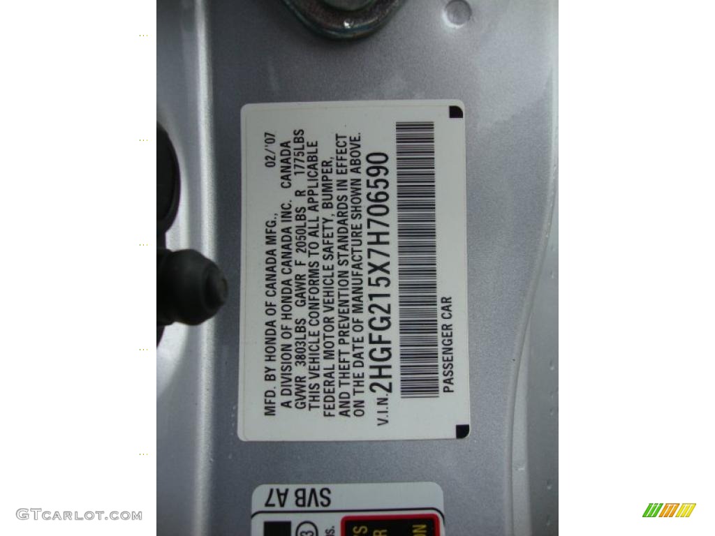 2007 Civic Si Coupe - Alabaster Silver Metallic / Black photo #48