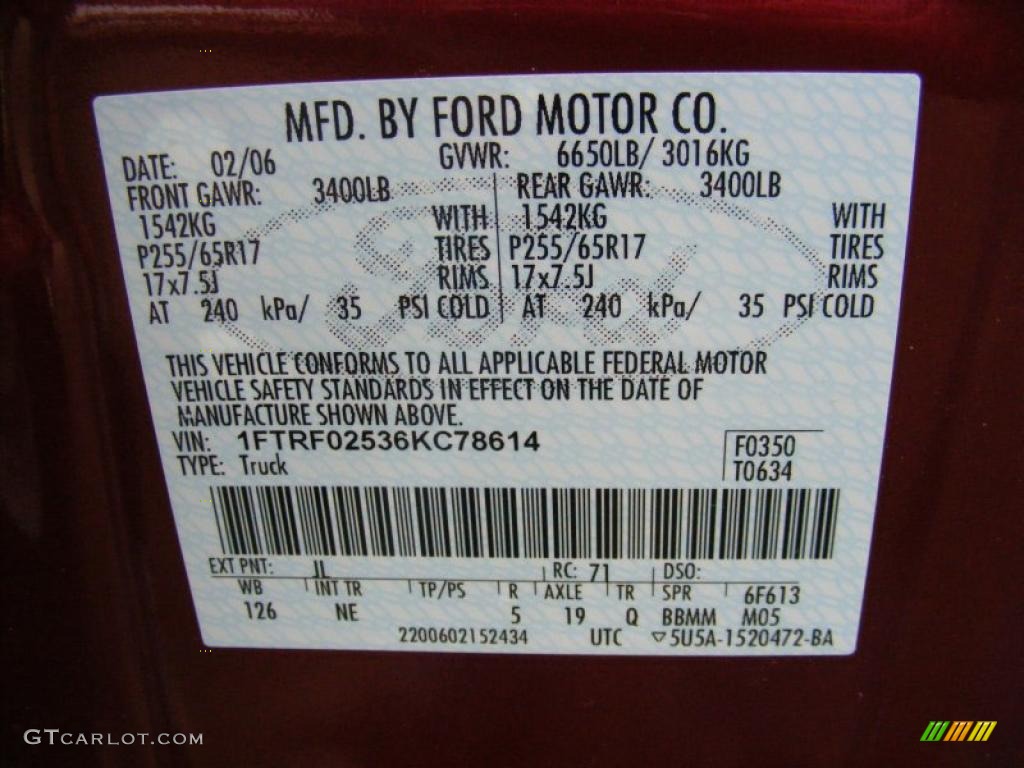 2006 F150 XLT Regular Cab - Dark Toreador Red Metallic / Medium/Dark Flint photo #30