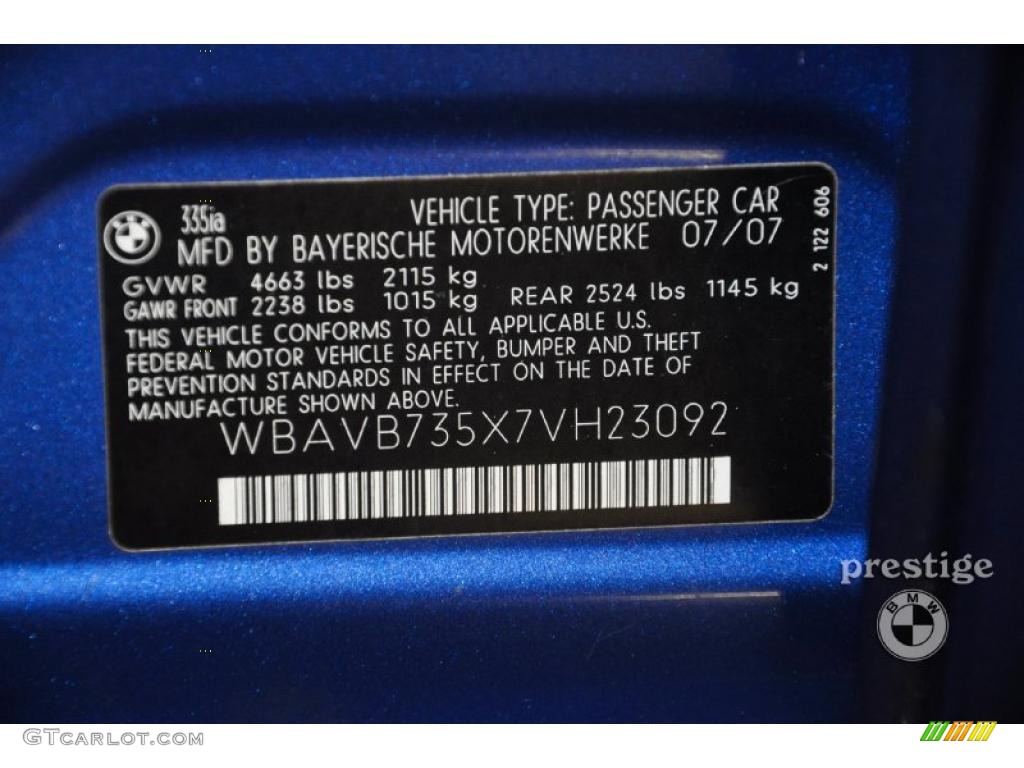 2007 3 Series 335i Sedan - Montego Blue Metallic / Black photo #13
