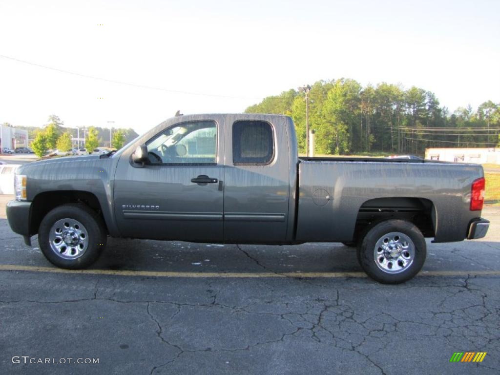 2011 Silverado 1500 LS Extended Cab - Steel Green Metallic / Dark Titanium photo #4