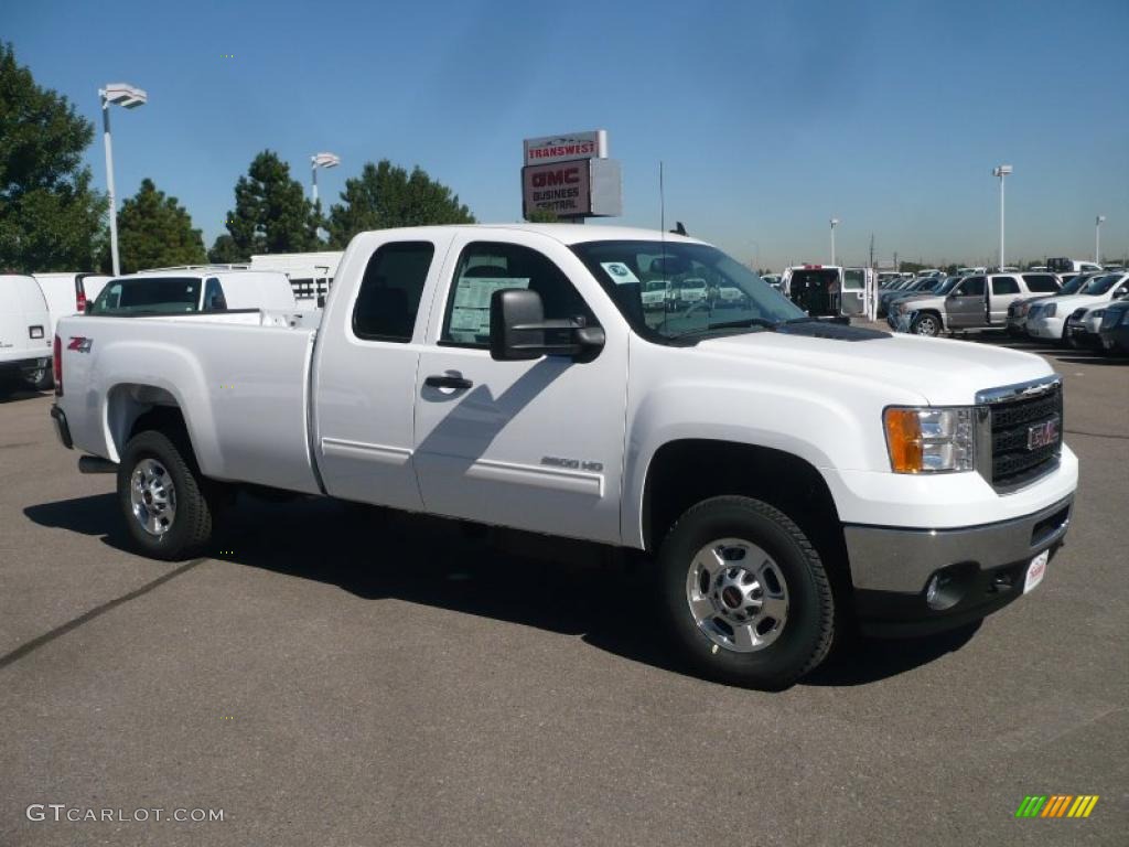 2011 Sierra 2500HD SLE Extended Cab 4x4 - Summit White / Dark Titanium photo #1