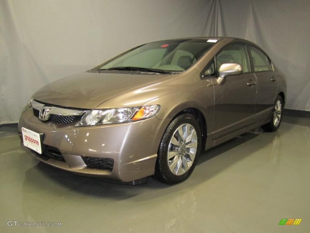 2009 Civic EX-L Sedan - Urban Titanium Metallic / Beige photo #1