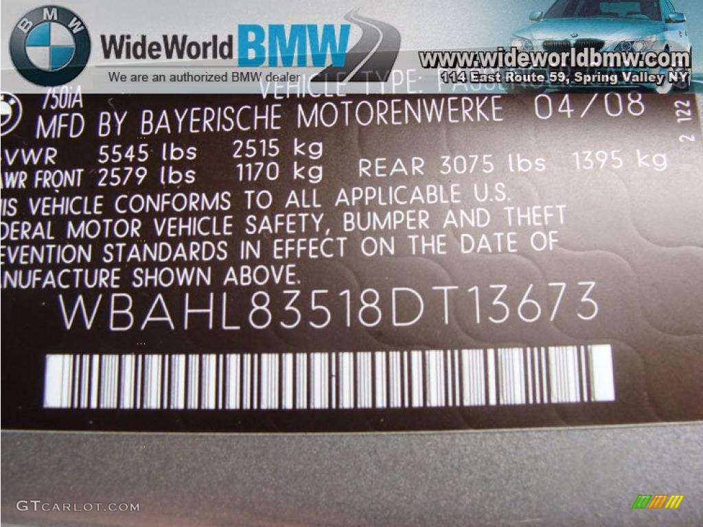 2008 7 Series 750i Sedan - Sterling Grey Metallic / Black photo #16