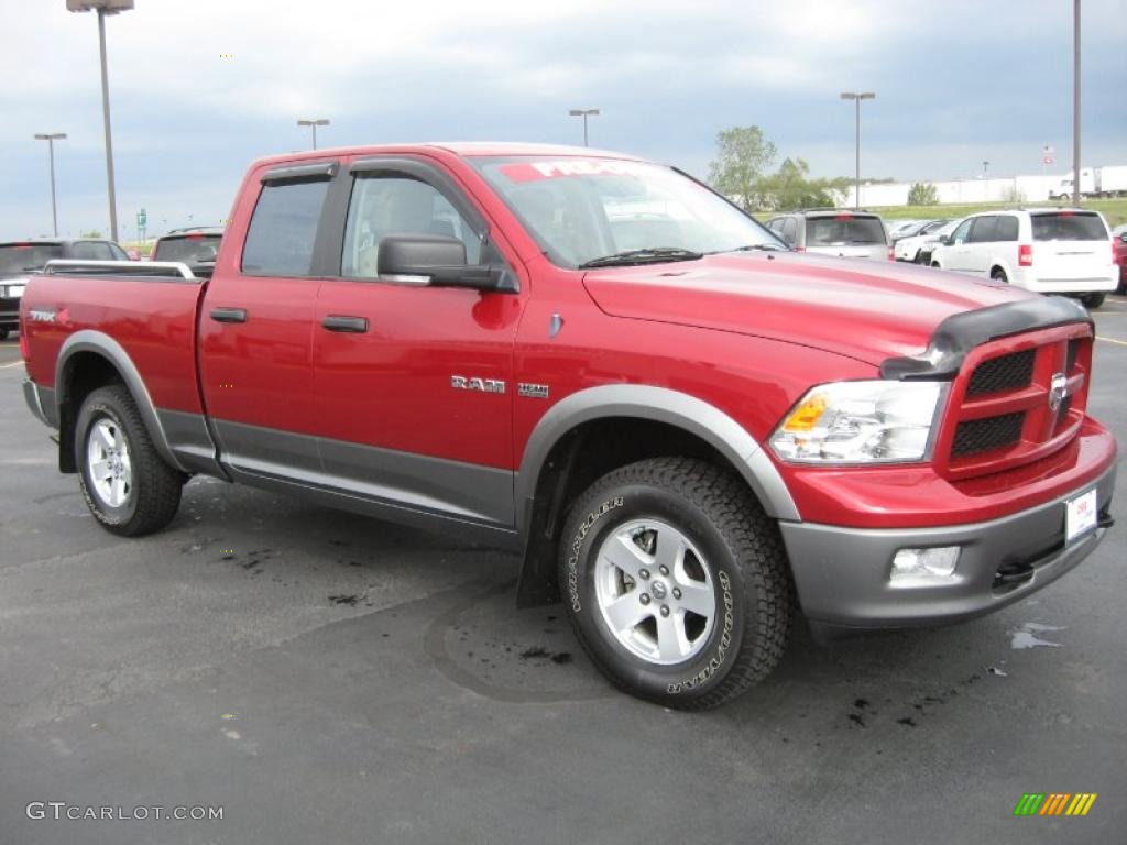 2009 Ram 1500 TRX4 Quad Cab 4x4 - Inferno Red Crystal Pearl / Light Pebble Beige/Bark Brown photo #3