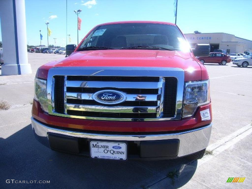 2010 F150 XLT SuperCab - Vermillion Red / Medium Stone photo #9