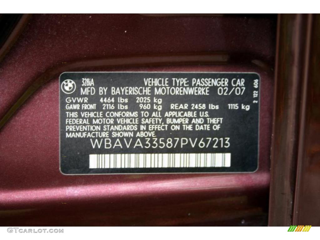 2007 3 Series 328i Sedan - Barrique Red Metallic / Beige photo #109