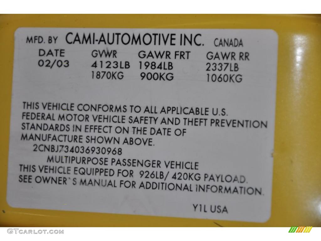 2003 Tracker ZR2 4WD Hard Top - Yellow / Medium Gray photo #10