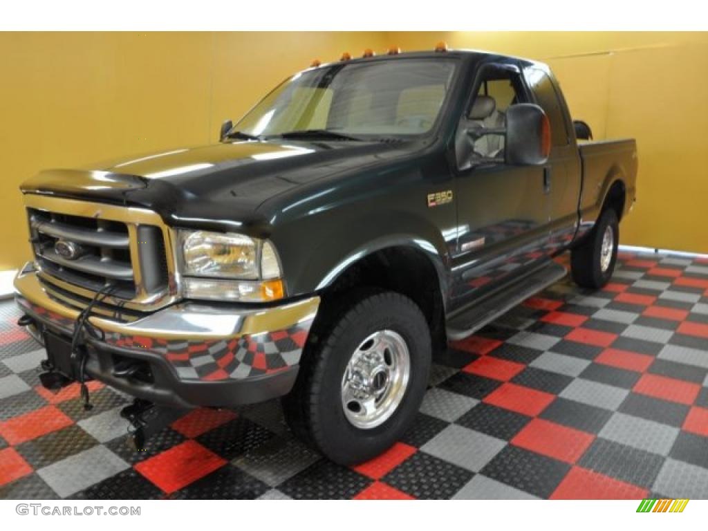 2004 F350 Super Duty Lariat SuperCab 4x4 - Dark Green Satin / Medium Parchment photo #3