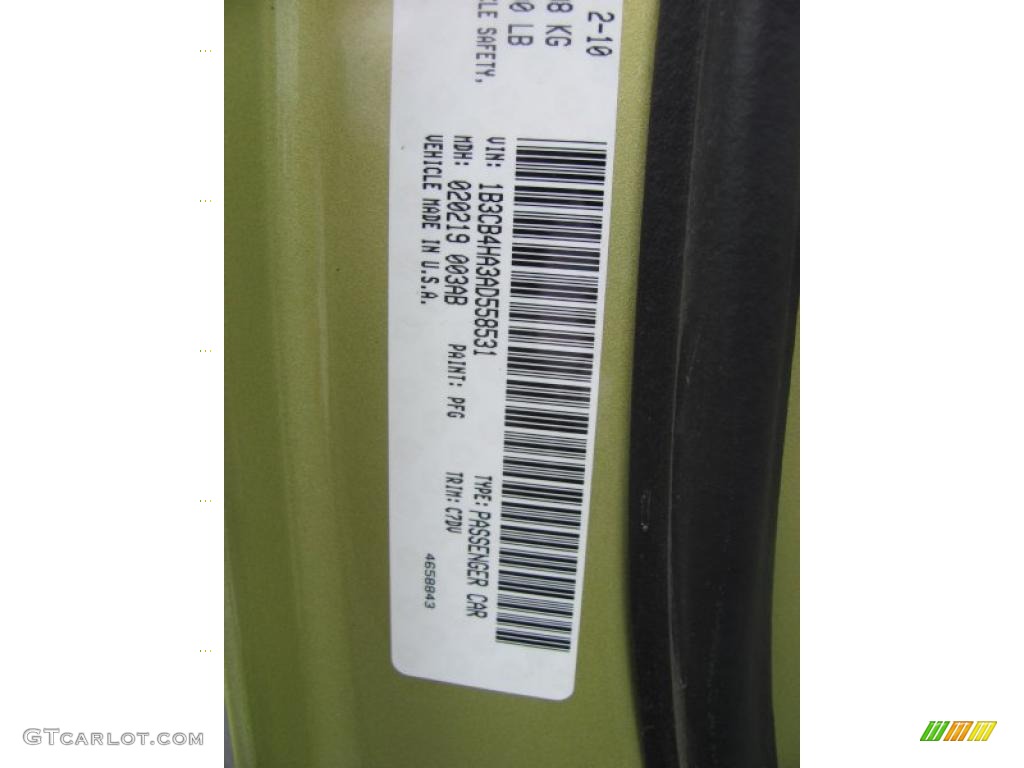 2010 Caliber Color Code PFG for Optic Green Metallic Photo #37278117