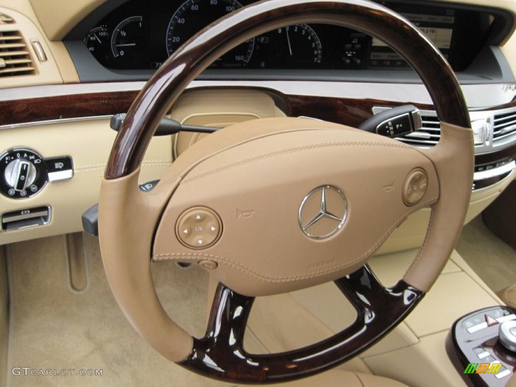 2007 Mercedes-Benz S 600 Sedan Cashmere/Savanna Steering Wheel Photo #37278209