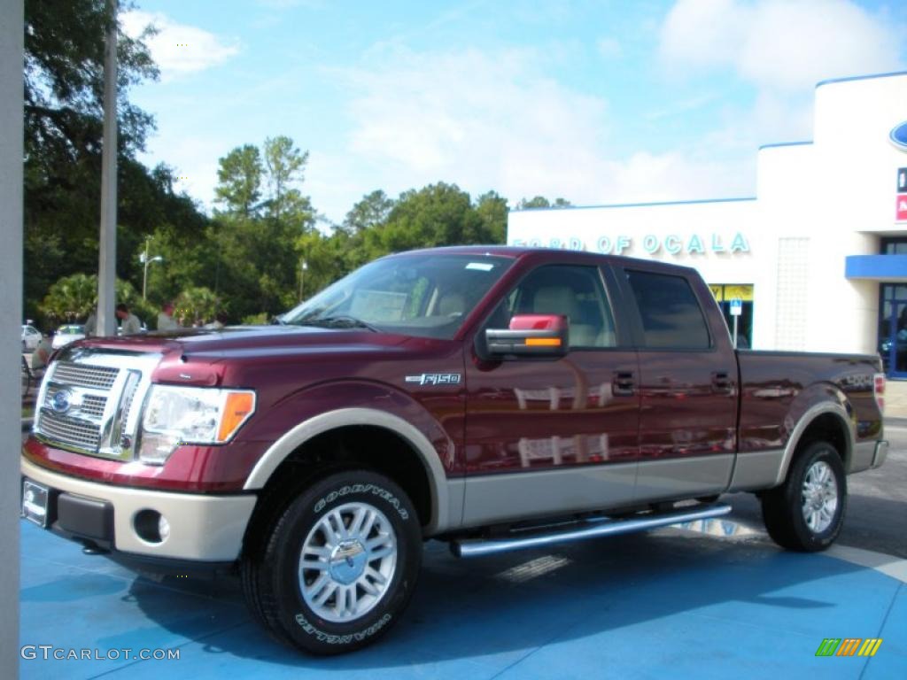 2010 F150 Lariat SuperCrew 4x4 - Royal Red Metallic / Tan photo #1