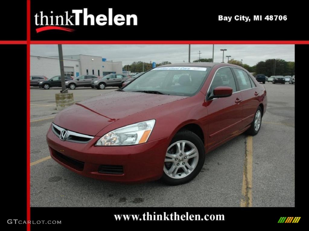 2007 Accord EX-L Sedan - Moroccan Red Pearl / Gray photo #1