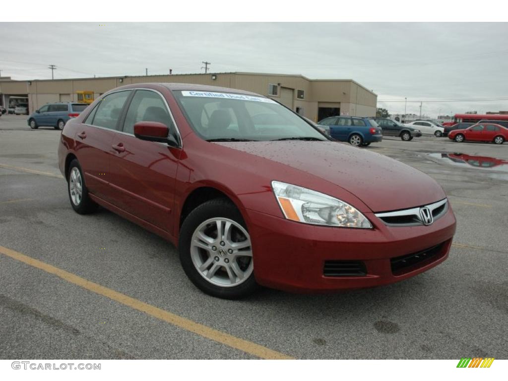 2007 Accord EX-L Sedan - Moroccan Red Pearl / Gray photo #3