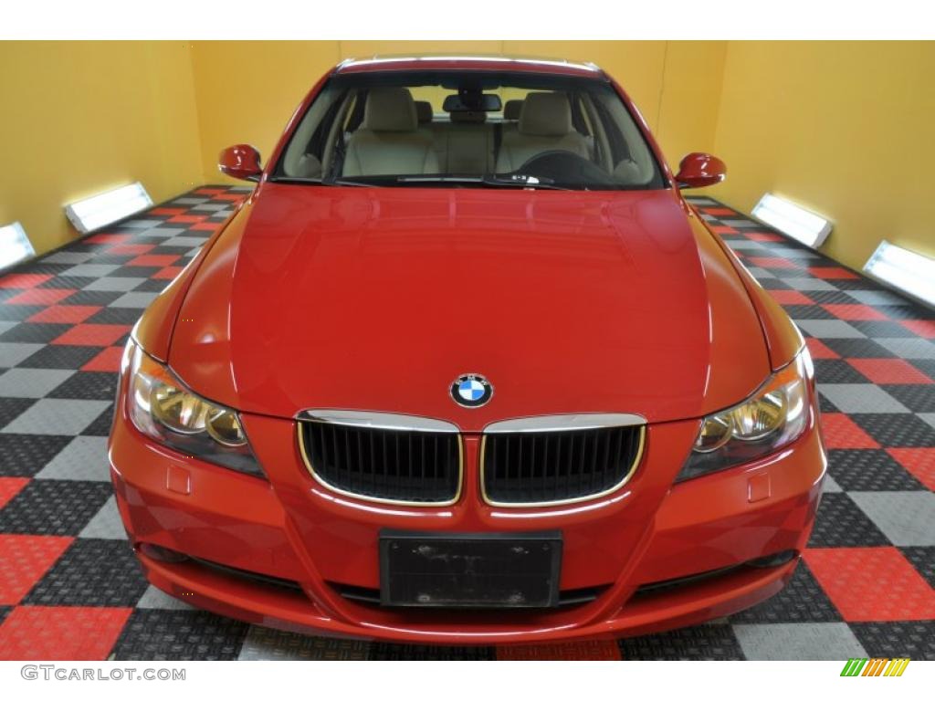 2007 3 Series 328xi Sedan - Crimson Red / Beige photo #2