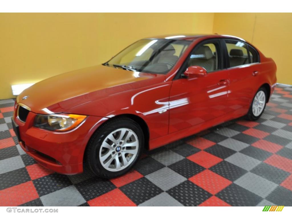 2007 3 Series 328xi Sedan - Crimson Red / Beige photo #3