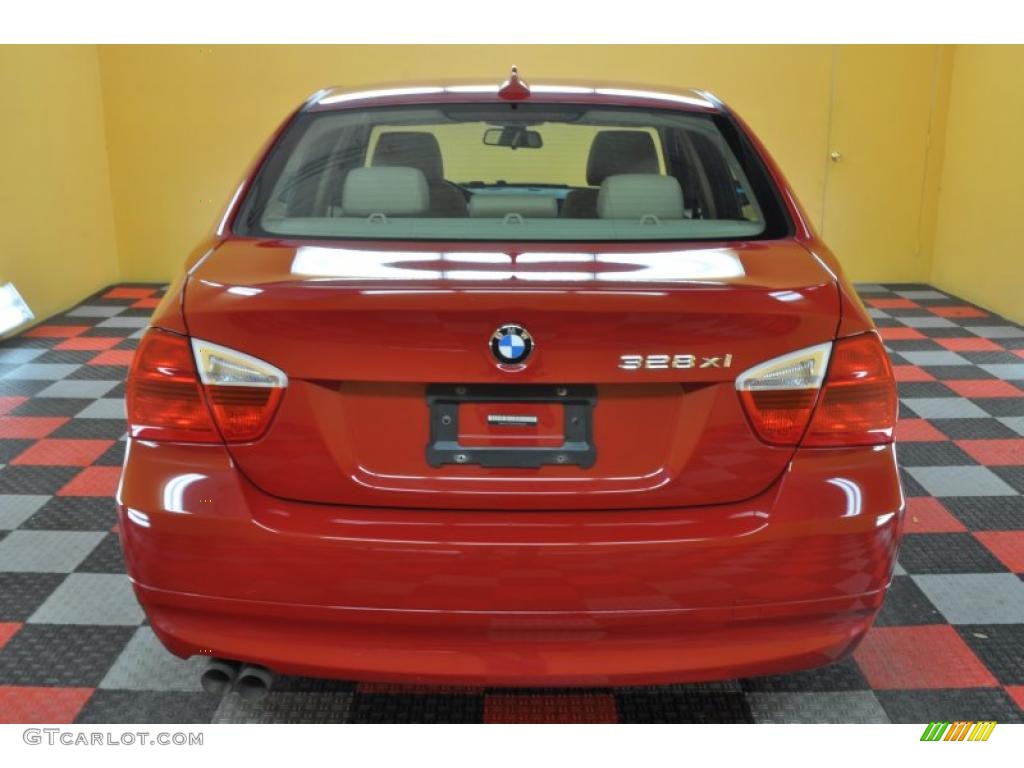 2007 3 Series 328xi Sedan - Crimson Red / Beige photo #5