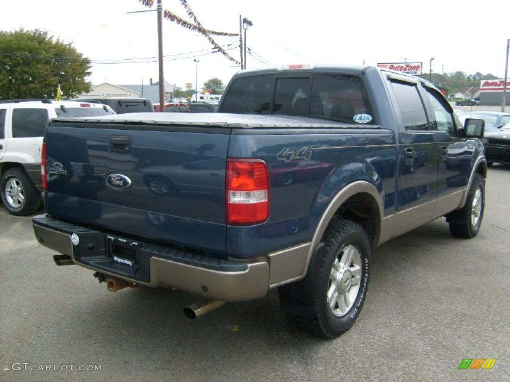 2004 F150 Lariat SuperCrew 4x4 - Medium Wedgewood Blue Metallic / Tan photo #5