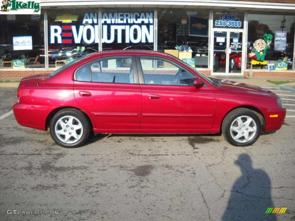 2004 Elantra GLS Sedan - Crimson Dark Red / Dark Gray photo #2